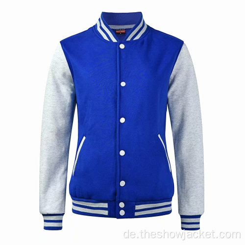 Maßgeschneiderte klassische Varsity-Baseballjacke mit Druckknopf